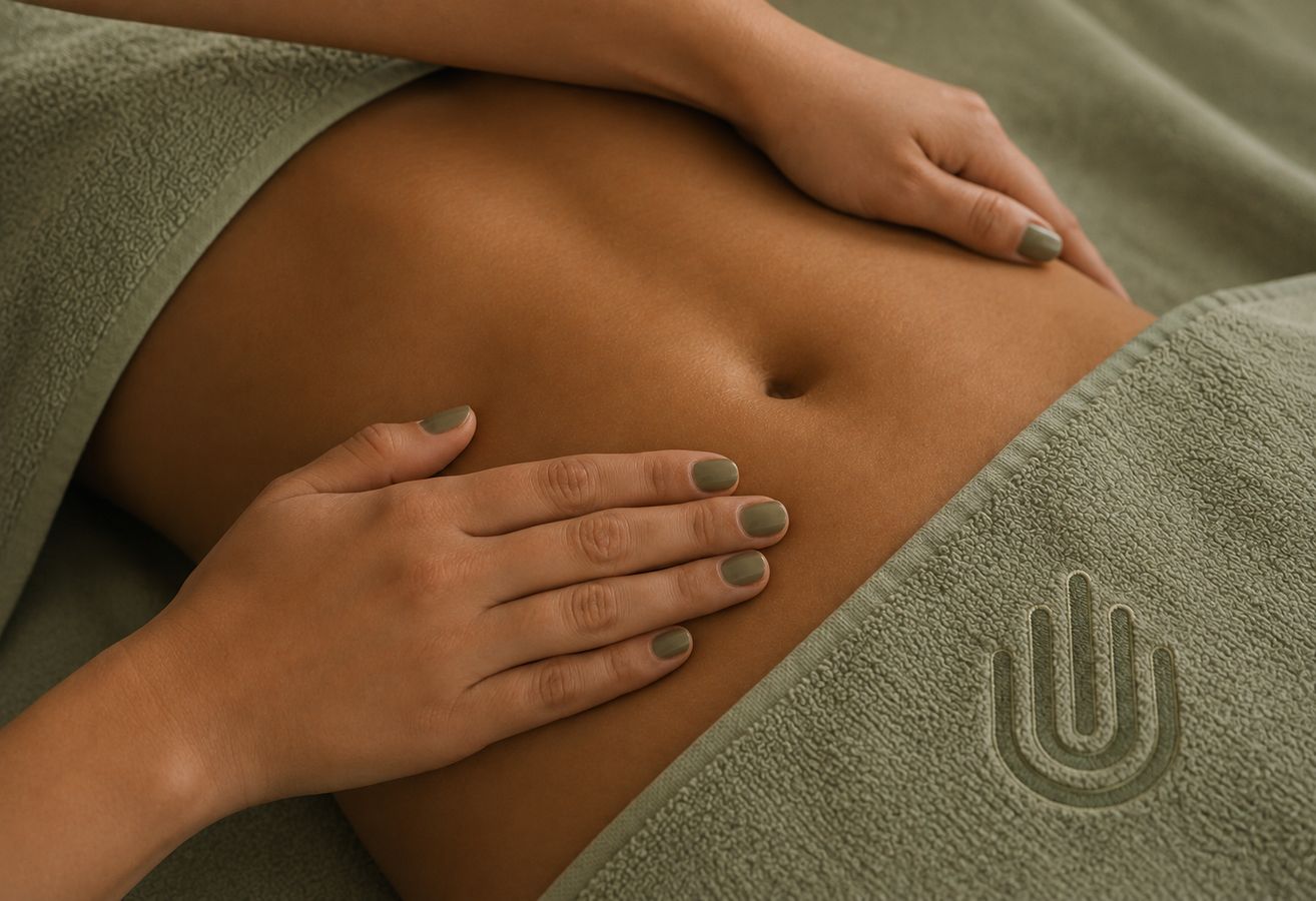 Manuelle Lymphdrainage am Bauch